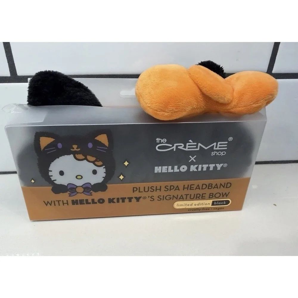 Hello Kitty X Creme Shop Limited Edition Halloween Plush Spa Headband Black NEW